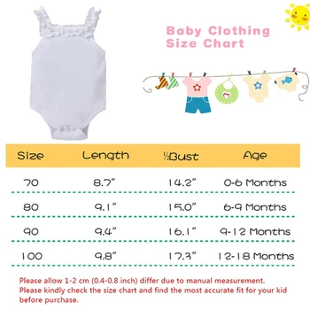 Baby Dievčatá Kombinézach Letné Oblečenie Novorodenca bez Rukávov Rebrovaný Rozstrapatené Pevné Kombinézach Čipky Podväzkové Oblečenie 0-18 M