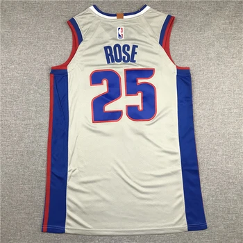 NBA pánske Detroit Piesty#25 Rose Basketbalové Dresy Sivá