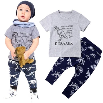 Batoľa Detský Baby Chlapci Dinosaura Top T-tričko, Nohavice, Legíny Oblečenie, Oblečenie Hot Baby Boy Šaty v Pohode Dinosaura Top Nohavice Nastaviť