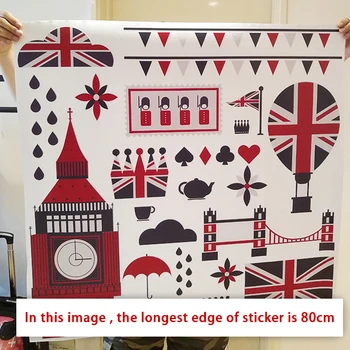 Veža Ballon UK Anglicko Orientačný bod Vlajka Ilustrácia Vzor Odnímateľné Steny Nálepky City Budov Umenie Obtlačky nástenná maľba DIY Tapety