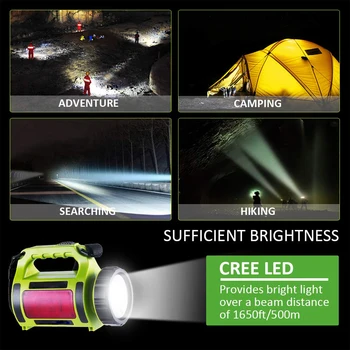 High Power LED Baterka Svetlomet Pozornosti Nepremokavé Horák, Camping Svetlo Strane Červené Svetlo + Biele Svetlo 5 Svetelné Režimy