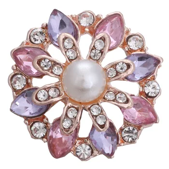 5 ks/veľa Kvalitných Rose Gold Snap Šperky DIY Crystal Drahokamu Kvet 18 mm 20 mm Kovové Modul Tlačidiel Snap Fit Náramok Náramok