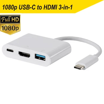 Thunderbolt 3 Typ C USB 3.1 až 4K HDMI VGA 3-v-1 kábel adaptéra pre Apple macbook&pro(thunderbolt-3-port)