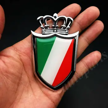 3D Kov Chróm Taliansko talianskej Vlajky Koruny Štít Auto Znak, Odznak Odtlačkový Nálepky