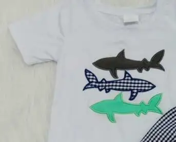 Prehoz shark vzor T-shirt top koberčeky šortky chlapec v lete 2 dielna sada