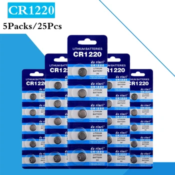 25PCS/ 5 Pack CR1220 gombíkové Batérie DL1220 BR1220 LM1220 Bunky Mince Lítiová Batéria 3V CR 1220 Pre Sledovať Elektronická Hračka na Diaľkové