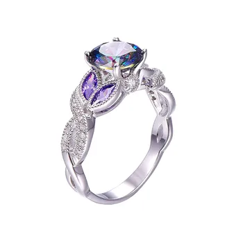 AAA Kvalita Mystický Rainbow Topaz S925 Šterlingov Strieborné Prstene Sapphire Zásnubný Prsteň Pre Ženy Pôvodné Ženské Jemné Šperky