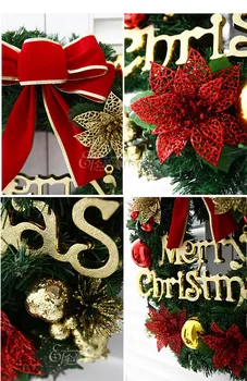 PVC Veselé Vianoce Strany, Poinsettia ČERVENÝ Borovica Veniec Dvere Dekorácie Natale Decorazioni Ozdoby na Vianočný Stromček