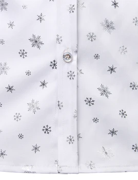 Biele Pánske Vianočné Tričko Snowflake Tlač Košieľka Homme Camisa Sociálne Masculina Dlhý Rukáv Tlačidlo Nadol Pánske Šaty, Košele, Topy
