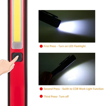 SANYI COB LED Magnetické Pero Baterka Inšpekcii Práce Praktický Háčik Svetlo USB Nabíjateľné Otáčania Klip Prenosný Mini Horák