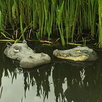 Hroch Krokodíla Hlavu Prírodné Živice Rybník Float S Ochranným Povrchom Realistické Plávajúce Park Bazén, Rybník Dekorácie
