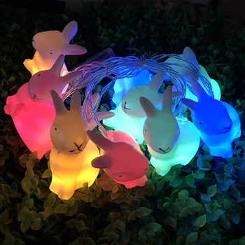 Veľkonočné Dekorácie Svetlá Králik LED Reťazec Svetlá na batériový 1,5 M 10LEDS Bunny Víla Svetlo pre Spálne Svadobné Party Decor