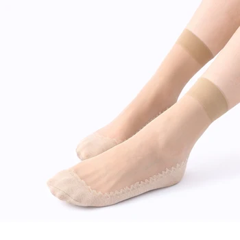 10 Párov/Veľa Velvet Dámske Ponožky Bavlna Spodnej časti Mäkká protišmyková Jediným Masáž Odvod Tenké Krištáľovo Priehľadné Hodváb Členok Ponožka #F