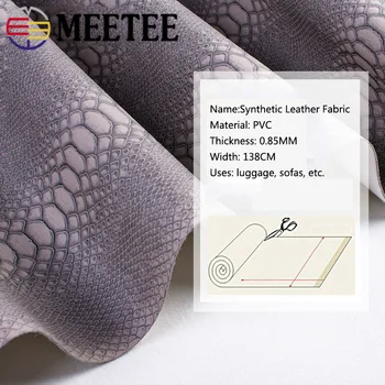 Meetee 95*138 cm 0.85 mm Hrubé PVC Syntetická Koža, Textílie, Imitácia Hadej Retro Leathercrafts DIY Oblečenie, Tašky Gauč Príslušenstvo