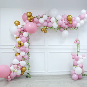 147pcs Macaron Ružové Balóny Garland Arch Auta Biele Zlato Latexové Balóny Svadobné Valentines Day Dekorácie Narodeninovej Party Globos
