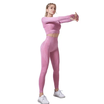 3ks Ženy Bezšvíkové Jogy Nastaviť Šport Jogy Telocvični Cvičenie Oblečenie s Dlhým Rukávom Fitness Plodín Top Vysoký Pás Energie Legíny Vyhovuje