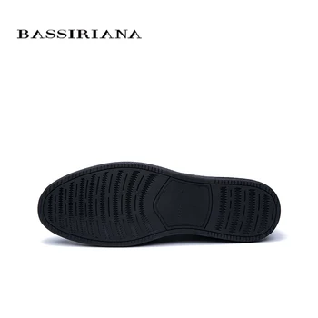 Bassiriana 2020 jar nové pánske členkové topánky, čierna koža, sťahovacie ploché dno, komfortná gumová podrážka topánky
