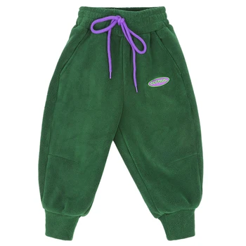 Chlapčenské Ollie velvet plus velvet čalúnená teplé bežné nohavice, veľké zimné kórejský pekný nohavice, zahraničné štýl detí nosenie.