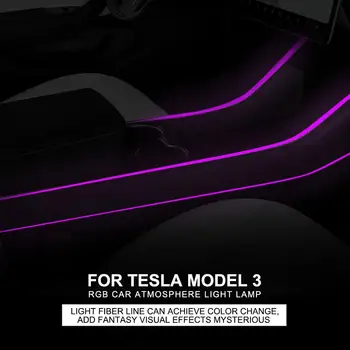 Úprava LED Pásy Svetlo RGB Interiéru Vozidla Atmosféru Multi Farebné LED Svetlo pre Tesla model 3 Svetelné Pásy Auto Príslušenstvo