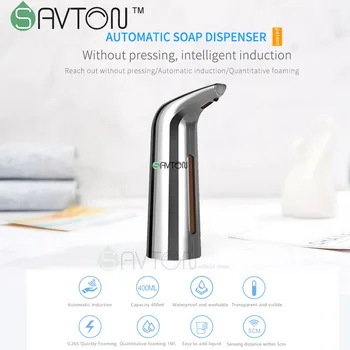 SAVTON 400 ml Tekuté Mydlo Automatický Dávkovač Mydla Smart Touchless Senzor Ručne umyť Pre Domáce Kúpeľňa Dodávky