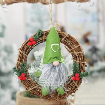 Vianočné Ozdoby, Umelý Ratan Visí Vence Veniec Prívesky, Plyšové Gnome Bábika Sezónne Dekorácie Hot Predaj