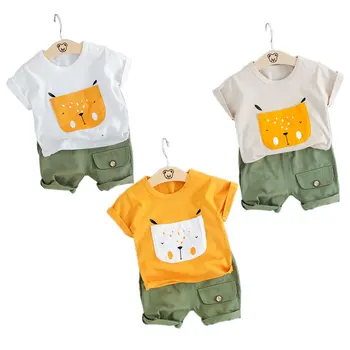 Letné Baby Chlapci 6M-3T Oblečenie Sady Cartoon Chlapec T-shirt Topy + Nohavice 2ks Detské Obleky Dieťa Deti Chlapci Športové Oblečenie Set sa
