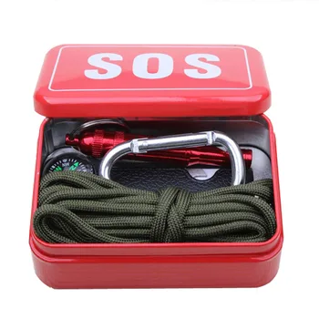 Vonkajšie zariadenia s paracord núdzové survival box SOS Kempovanie Turistika nástroje, vybavenie pre Kempovanie Turistika videl/požiaru