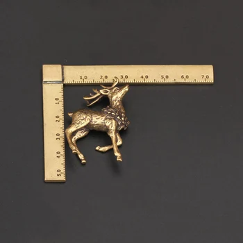 Čistej Medi Jeleň Socha Ozdoby 1 Pár Pevné Brass V Jeleň Miniatúrne Figúrky Šťastie Feng Shui Remesiel Stôl Dekorácie