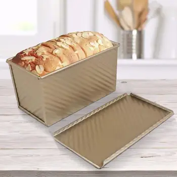 Obdĺžnikový Bochník Pan Uhlíkovej Ocele Non-stick Vlnovcové Kryt Toast Box Formy Chlieb Formy Eko-Šetrné Pečenie Nástroje pre Koláče