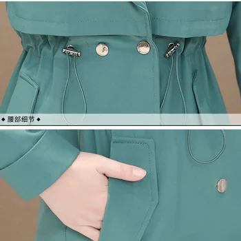 Windbreaker Žena 2020 Jar Jeseň Nový kórejský Elegantné Dlhé Ženy Bunda Plus Veľkosť Ženy Windbreaker Kabát Femme Topy 3XL H131
