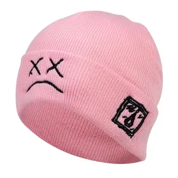 Plač tvár výšivky Lil Peep čiapočku klobúk mužov a žien smutný chlapec tvár pletené klobúk zimné hip hop čiapočku módne ski hat