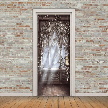 Európsky Štýl Roman Stĺpec 3D Dvere Nálepky Tapety Tvorivé Plagát DIY Stenu Spálne, Obývacia Izba, Dvere, nástenná maľba Domova