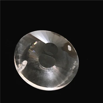 Horúca !! 45mm, Krištáľové Sklo Kolo Sun Disk 2 Diery/1 Otvor Osvetlenie Hranol Sklo Shinning Luster Prívesok Zavesenie Dielov