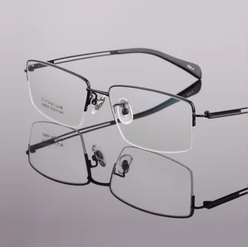 šírka-140 čistého titánu okuliare muž rámy okuliarov obchodné muž krátkozrakosť predpis pol-rim značky okuliare rám