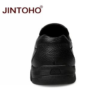 JINTOHO Vysoko Kvalitnej pravej Kože Mužov Šaty Topánky Čierne Kožené Formálne Topánky Business Šaty, Topánky Sklzu Na Mužov Mokasíny