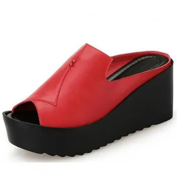 2021 Nové Eleganciu Pohodlné Ženy Letné Sandále Lete Originálne Kožené Sandále, Papuče Dámske Topánky Na Platforme Kliny Sandále