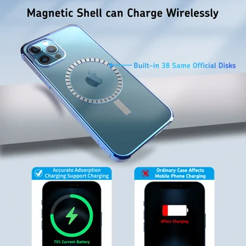 CASEIER Kvalitné Magnetické Pokovovanie Telefón puzdro Pre iPhone 12 Pro Max Mini Priehľadné Kryty Pre iPhone 11 Pro Max Funda