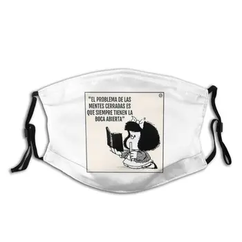 Mafalda Umývateľný Vytlačené Úst Tvár Masku s filtrom Proti Vetru, Prachu Dôkaz Polyester ochranný Kryt Respirátor pre Dospelých