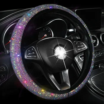 Luxusné Crystal Farebné Drahokamu Volante Vozidla Kryty Ženy Diamante Auto Pokryté Riadenia Kolesá Prípade Interiérové Doplnky