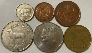 Írsko 1-2-5-20-50 pence-1 libra kompletnú Sadu 6 Kusov Skutočné Mince Skutočný Originál Mince