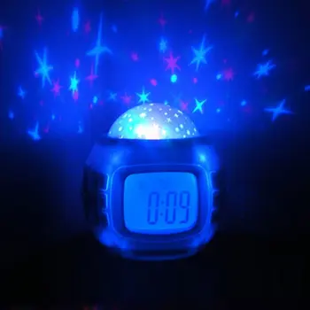 Multifunktions LED Hviezdna Buntes Nachtlicht Farba-Zmenené Digitálny LED Projektor Wecker budíky