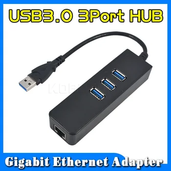 Kebidu Vysokej spped 3 Porty USB 3.0 Hub 10/100/1000 Mbps RJ45 Gigabit Ethernet LAN Káblové Sieťový Adaptér Pre windows, Mac
