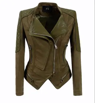 Plus veľkosť s na 4XL 5XL 6xl žien PU kožené sako semiš motocykel kabát, plus veľkosť camel green Street punk kabát