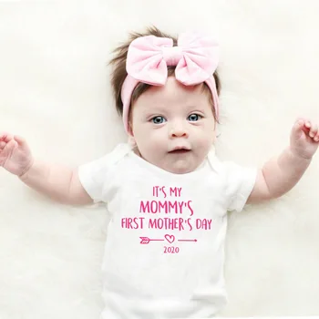 1pcs Maminku je Prvý Deň matiek 2020 Maminku a Ma Zodpovedajúce Oblečenie Matka Tričko Baby Kombinézu 1. Deň Matiek Strany Nosiť Oblečenie
