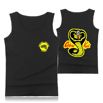 Cobra Kai Karate Kid bavlna tank topy nadrozmerná lete vesta bežné fitness tielko mužov, kulturistike tričko bez rukávov 4XL