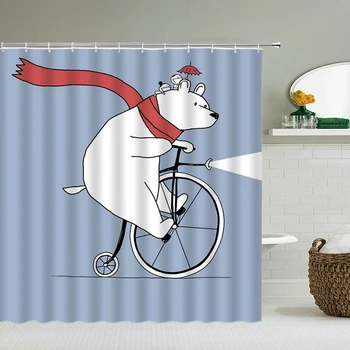 Cartoon Nepremokavé Sprchové Závesy pre Kúpeľňa Domova Polyester Textílie Sprchové Závesy Vaňa Medveď Psa Multi-veľkosť Vaňa Obrazovke