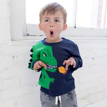 Malý maven 2018 jeseň chlapci značka oblečenia deti, bavlnené Mikiny chlapec angry dinosaura fleece C0114