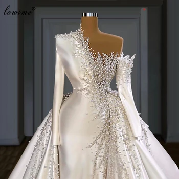 2 Vzory Formálne Biele Svadobné Šaty S Odnímateľnou Sukne Dlhé Rukávy Lištovanie Svadobné Šaty Svadobné Šaty 2020 белое платье