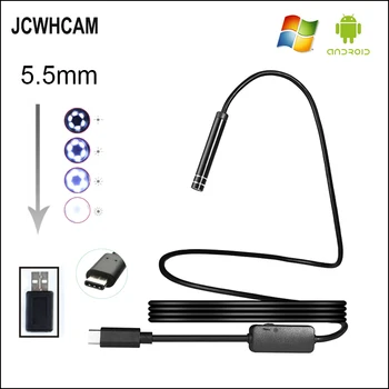 JCWHCAM 5,5 mm 1M 6LED USB TYP-C Endoskopu Inšpekcie Kamera HD pre S8 LG G5/G6/V20 Pixel P9/P10 Oneplus 2/3/3T Android