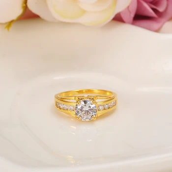 Bangrui Kôl Cubic Zirconia Spevnené Zásnubné Prstene Sady Zlatá Farba Crystal Svadobné Šperky Pre Ženy